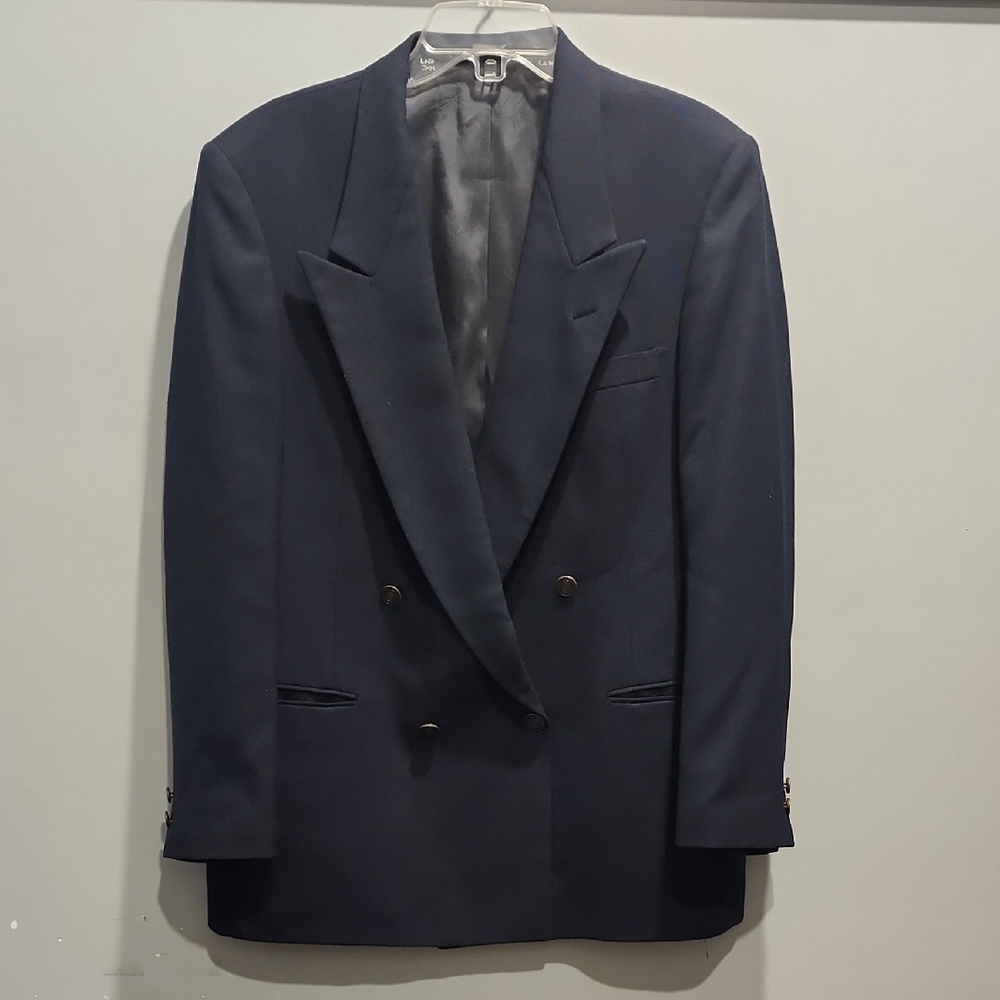 Vintage Pierre Cardin Navy Union-Made Double-Breasted Blazer